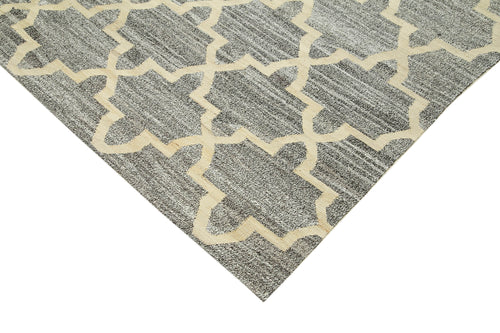 Scrap Grey Geometric Cotton Wool Handmade Area Rug 7'11'' x 10'0''