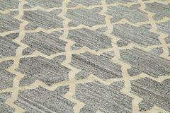 Scrap Grey Geometric Cotton Wool Handmade Area Rug 7'11'' x 10'0''