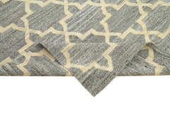 Scrap Grey Geometric Cotton Wool Handmade Area Rug 7'11'' x 10'0''