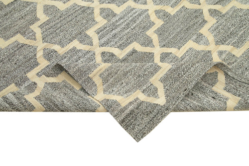 Scrap Grey Geometric Cotton Wool Handmade Area Rug 7'11'' x 10'0''