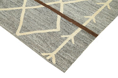 Handmade Area Rug – Geometric Cotton Wool Vintage Turkish Carpet 8'1''x9'11''