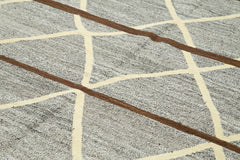 Handmade Area Rug – Geometric Cotton Wool Vintage Turkish Carpet 8'1''x9'11''