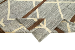 Handmade Area Rug – Geometric Cotton Wool Vintage Turkish Carpet 8'1''x9'11''