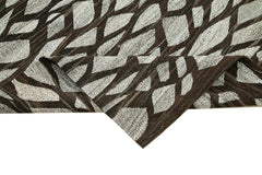 Handmade Area Rug - Grey Geometric Cotton Wool Vintage Handwoven Carpet 8'1"x10'1"