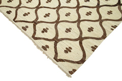 Handmade Area Rug – Beige Geometric Cotton Wool Vintage Handwoven Carpet 8'1''x10'4''