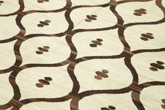 Handmade Area Rug – Beige Geometric Cotton Wool Vintage Handwoven Carpet 8'1''x10'4''
