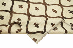 Handmade Area Rug – Beige Geometric Cotton Wool Vintage Handwoven Carpet 8'1''x10'4''