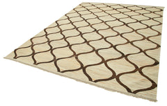 Handmade Area Rug - Beige Geometric Cotton Wool Rug 7'10'' x 10'2'' Durable Soft Floor Covering