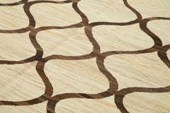 Handmade Area Rug - Beige Geometric Cotton Wool Rug 7'10'' x 10'2'' Durable Soft Floor Covering