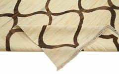 Handmade Area Rug - Beige Geometric Cotton Wool Rug 7'10'' x 10'2'' Durable Soft Floor Covering