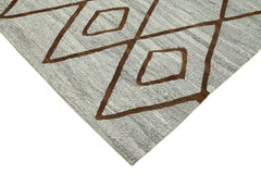 Scrap Grey Geometric Cotton Wool Handmade Area Rug 8'0'' x 9'6''