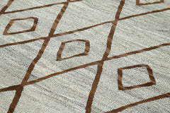 Scrap Grey Geometric Cotton Wool Handmade Area Rug 8'0'' x 9'6''