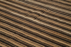 Scrap Brown Geometric Cotton Wool Handmade Area Rug 8'6'' x 10'10''