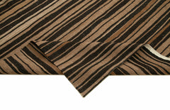 Scrap Brown Geometric Cotton Wool Handmade Area Rug 8'6'' x 10'10''