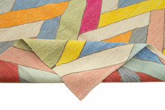 Scrap Pink Geometric Cotton Wool Handmade Area Rug 10'3'' x 12'10''