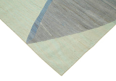 Scrap Blue Geometric Cotton Wool Handmade Area Rug 8'6'' x 10'11''