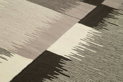 Scrap Black Geometric Cotton Wool Handmade Area Rug 7'1'' x 10'8''