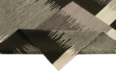 Scrap Black Geometric Cotton Wool Handmade Area Rug 7'1'' x 10'8''