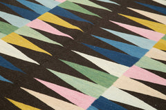 Scrap Black Geometric Cotton Wool Handmade Area Rug 7'4'' x 10'0''