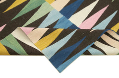 Scrap Black Geometric Cotton Wool Handmade Area Rug 7'4'' x 10'0''
