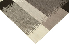 Scrap Beige Geometric Cotton Wool Handmade Area Rug 7'4'' x 10'2''