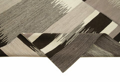 Scrap Beige Geometric Cotton Wool Handmade Area Rug 7'4'' x 10'2''