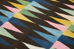 Scrap Black Geometric Cotton Wool Handmade Area Rug 5'10'' x 8'2''