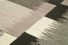 Scrap Beige Geometric Cotton Wool Handmade Area Rug 7'2'' x 10'6''