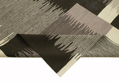 Scrap Beige Geometric Cotton Wool Handmade Area Rug 7'2'' x 10'6''