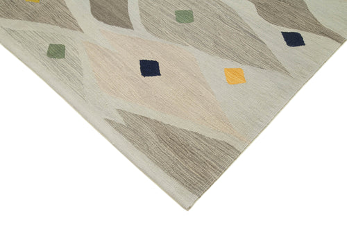 Scrap Grey Geometric Cotton Wool Handmade Area Rug 6'9'' x 9'6''