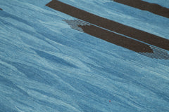 Scrap Blue Geometric Cotton Wool Handmade Area Rug 5'11'' x 8'4''