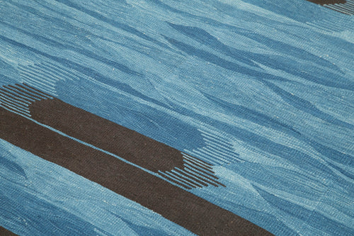 Scrap Green Geometric Cotton Wool Handmade Area Rug 5'11'' x 8'4''