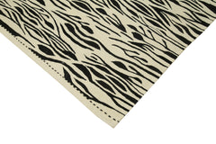 Handmade Area Rug – Black Geometric Cotton Wool Vintage Hand Knotted Carpet 7'3"x9'6"