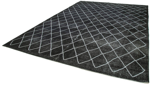 Carpet Black Geometric Cotton Wool Handmade Area Rug 10'1'' x 14'3''