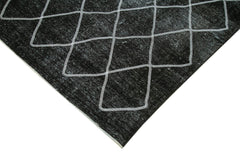 Carpet Black Geometric Cotton Wool Handmade Area Rug 10'1'' x 14'3''