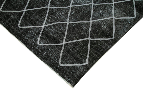 Carpet Black Geometric Cotton Wool Handmade Area Rug 10'1'' x 14'3''
