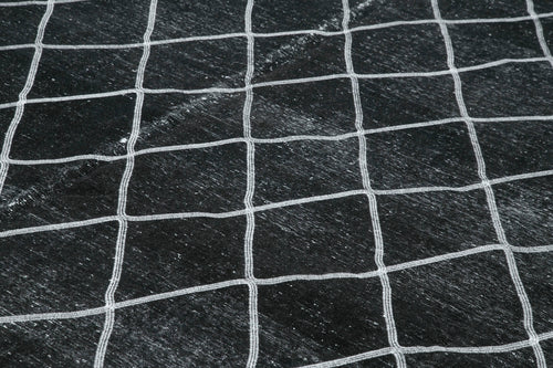 Carpet Black Geometric Cotton Wool Handmade Area Rug 10'1'' x 14'3''