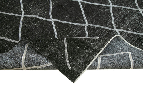 Carpet Black Geometric Cotton Wool Handmade Area Rug 10'1'' x 14'3''