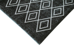 Geometric Carpet Black Geometric Cotton Wool Handmade Area Rug 7'7'' x 11'3''