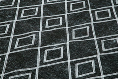 Geometric Carpet Black Geometric Cotton Wool Handmade Area Rug 7'7'' x 11'3''