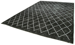 Geometric Carpet Black Geometric Cotton Wool Handmade Area Rug 9'6'' x 13'1''