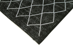 Geometric Carpet Black Geometric Cotton Wool Handmade Area Rug 9'6'' x 13'1''