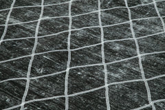 Geometric Carpet Black Geometric Cotton Wool Handmade Area Rug 9'6'' x 13'1''