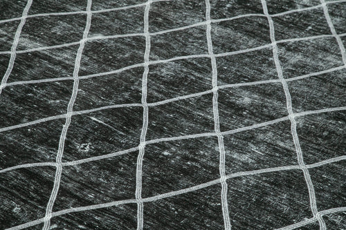 Geometric Carpet Black Geometric Cotton Wool Handmade Area Rug 9'6'' x 13'1''