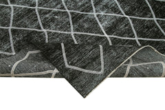 Geometric Carpet Black Geometric Cotton Wool Handmade Area Rug 9'6'' x 13'1''