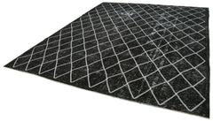 Geometric Carpet Black Geometric Cotton Wool Handmade Area Rug 9'11'' x 12'1''