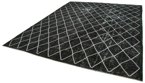 Geometric Carpet Black Geometric Cotton Wool Handmade Area Rug 9'11'' x 12'1''