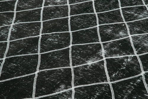 Geometric Carpet Black Geometric Cotton Wool Handmade Area Rug 9'11'' x 12'1''