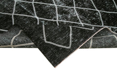 Geometric Carpet Black Geometric Cotton Wool Handmade Area Rug 9'11'' x 12'1''