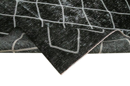 Geometric Carpet Black Geometric Cotton Wool Handmade Area Rug 9'11'' x 12'1''